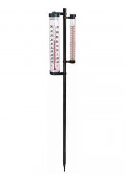 Terrebonne Tall Magnifying Rain Gauge & Thermometer Garden Tools